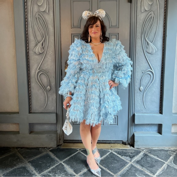 Asos edition blue jacquard dress size 14 worn once - Picture 2 of 3